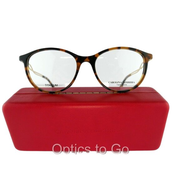 CAROLINA HERRERA VHN 590M  (QADR) TORTOISE 51-17-140 TITANIUM Eyeglasses Frames main image 6